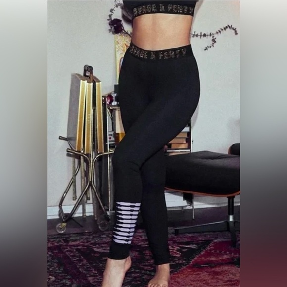 Savage x Fenty High Rise Womens Black Forever Savage Jersey Leggings Logo Sz M - Picture 1 of 12